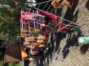Dyed yarns in the sun